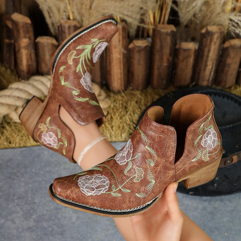 Nouvelles bottes courtes brodé - Ethnic Fashion Women avis et prix